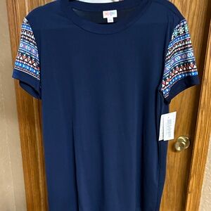 LuLaRoe Navy and Purple Liv L Tag